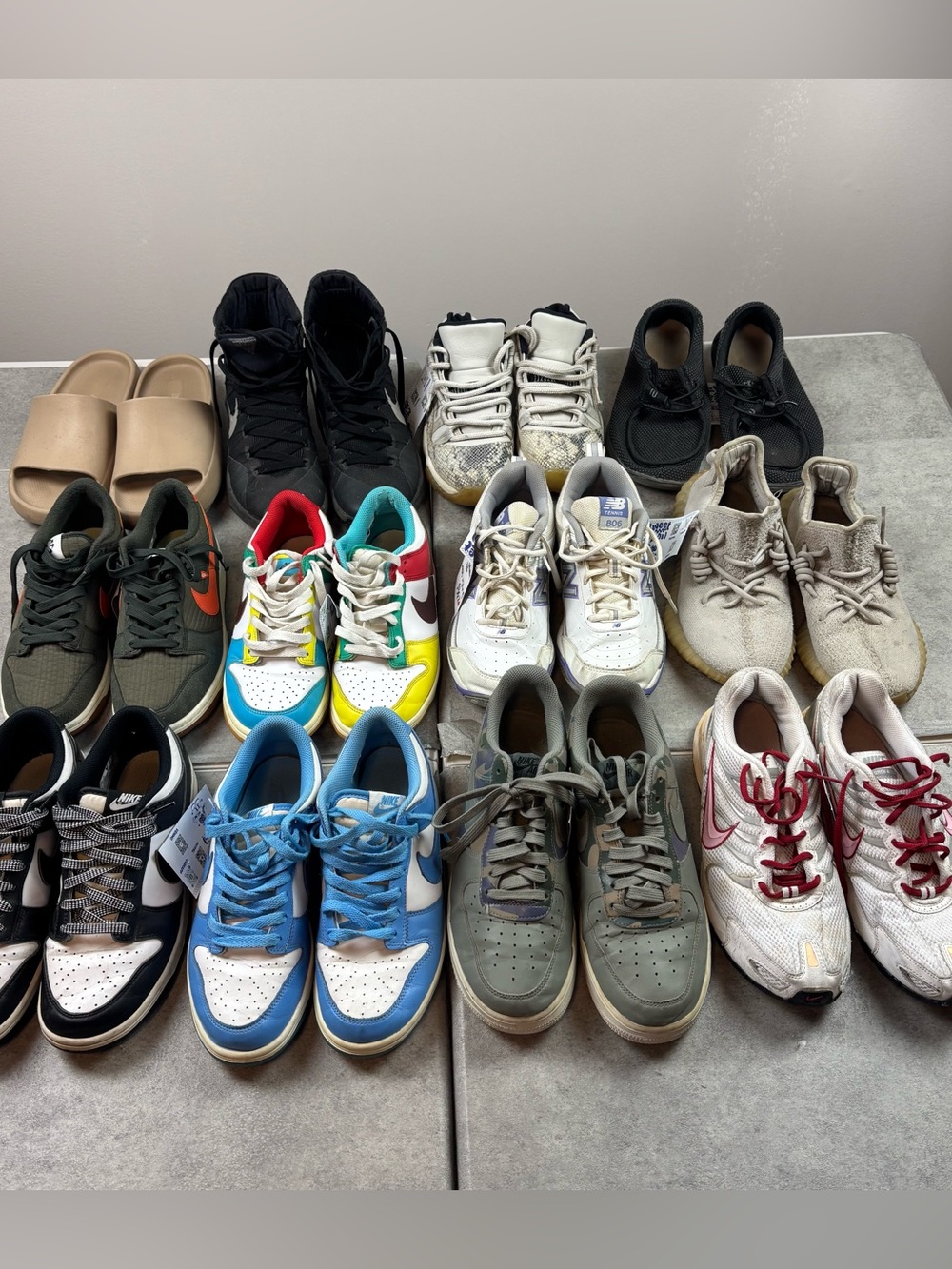 Lot of 12 mens sneakers/shoes size 7-7.5. Some size 7y=mens 7
